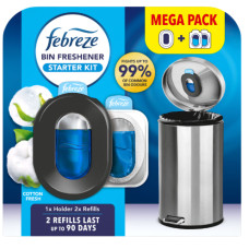 Стартовий набір освіжувача для сміттєвих баків FEBREZE BIN Cotton Fresh, тримач + 2 змінні насадки;